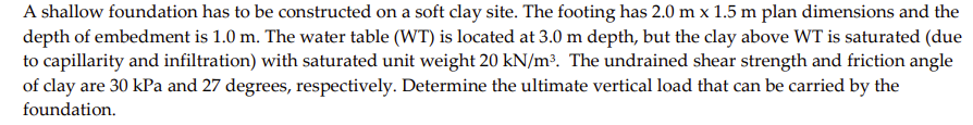 Solved A shallow foundation has to be constructed on a soft | Chegg.com