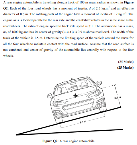 Solved A rear engine automobile is travelling along a track | Chegg.com