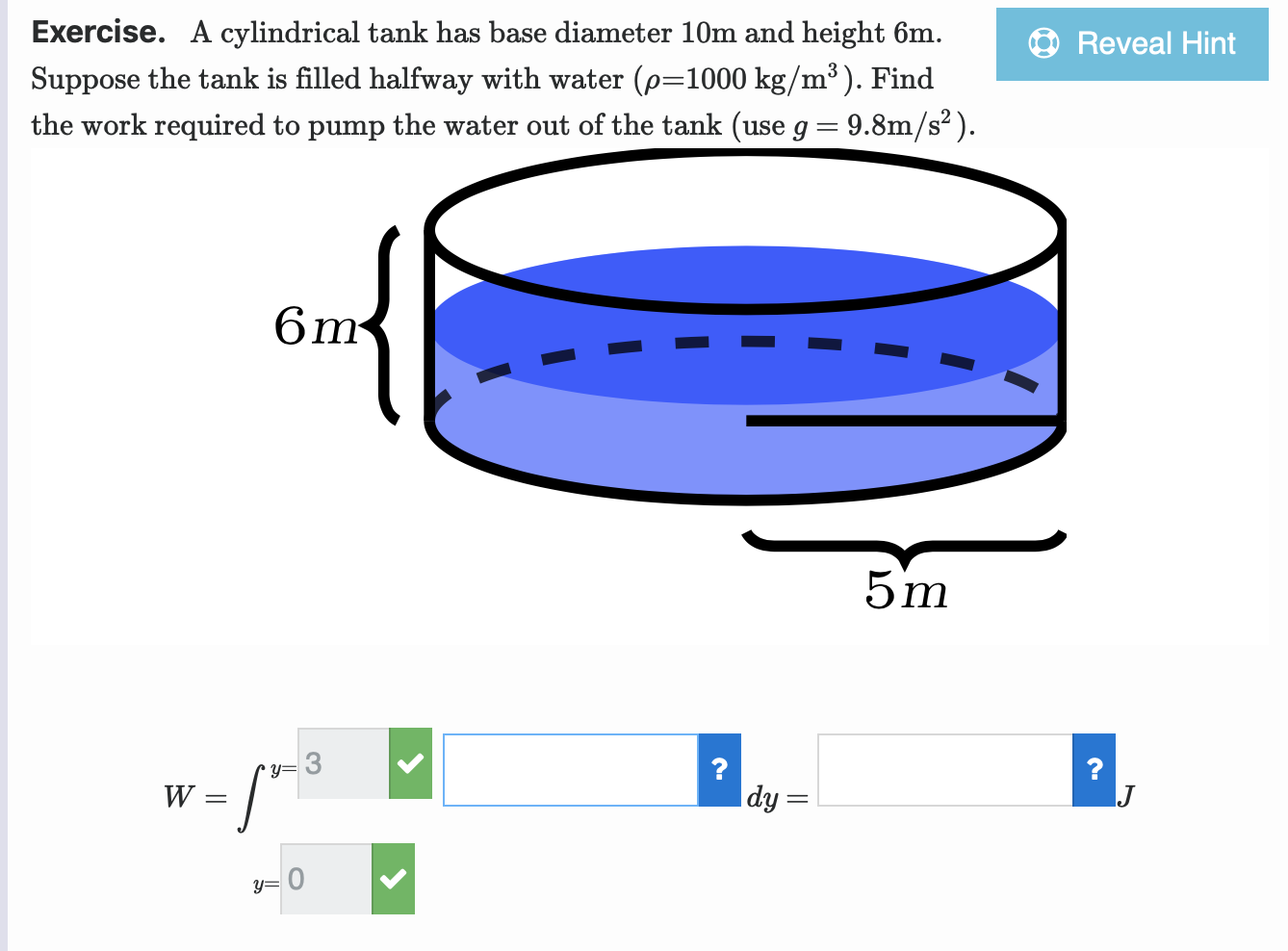 Solved Reveal Hint Exercise. A cylindrical tank has base | Chegg.com