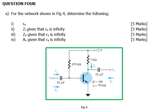 Solved QUESTION FOUR a) For the network shown in Fig 4, | Chegg.com