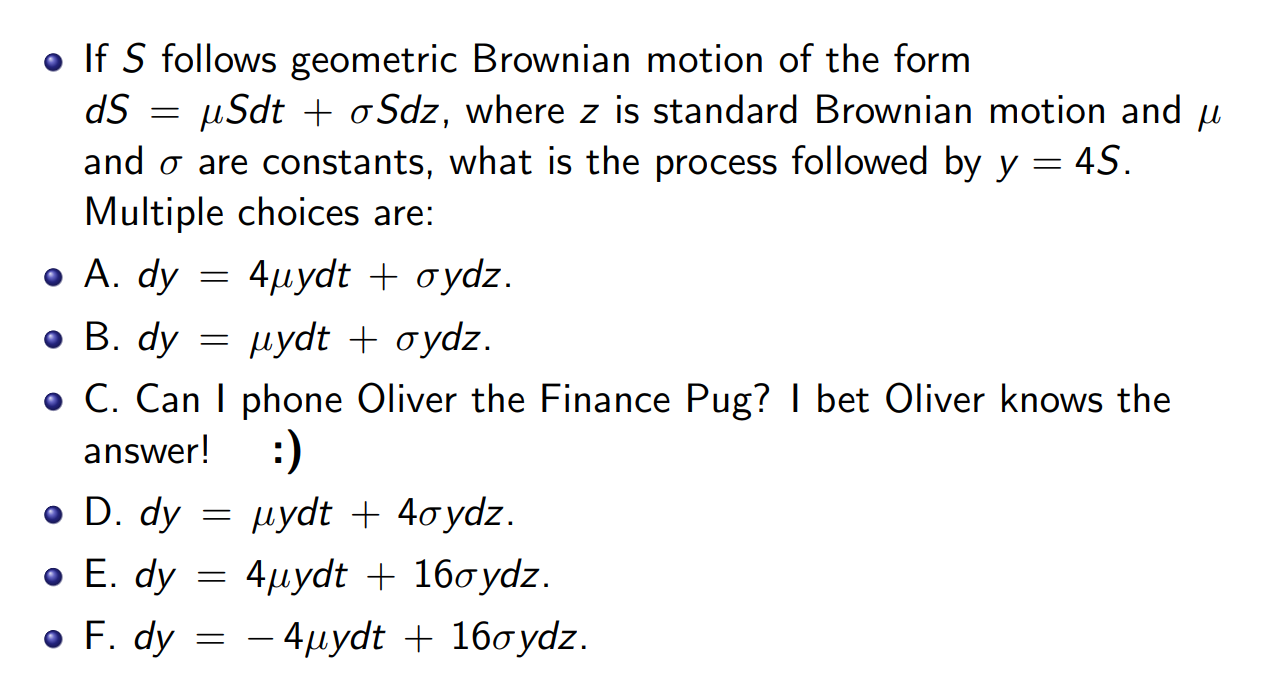 If S follows geometric Brownian motion of | Chegg.com