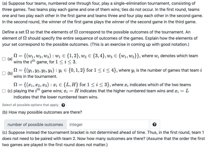 Solved (a) Suppose four teams, numbered one through four, | Chegg.com