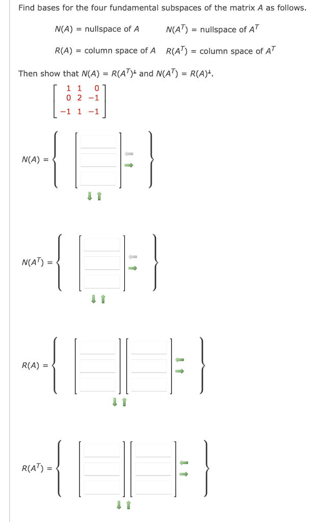 Solved Find Bases For The Four Fundamental Subspaces Of The | Chegg.com