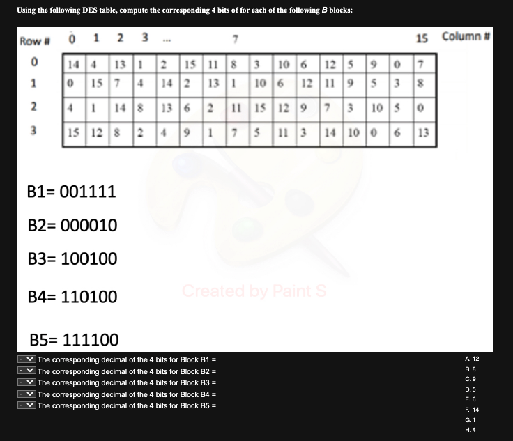 Solved B1=001111 B2=000010 B3=100100 B4=110100 B5=111100 | Chegg.com