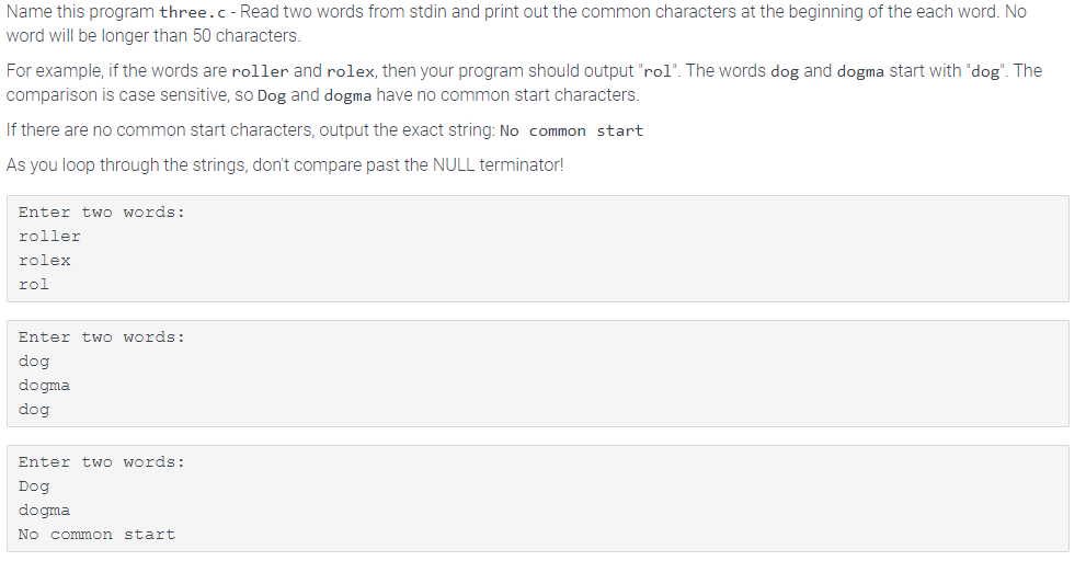 Solved Name this program three.c-Read two words from stdin | Chegg.com