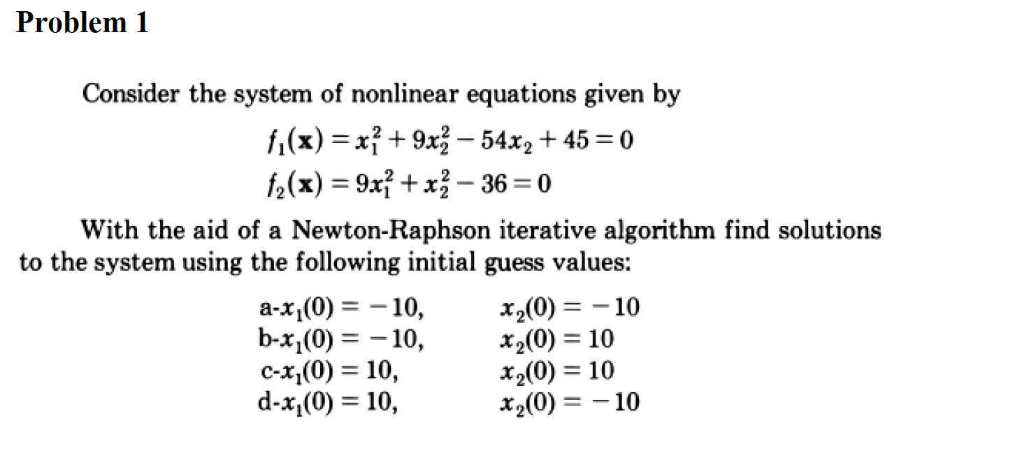 Solved Consider The System Of Nonlinear Equations Given By | Chegg.com