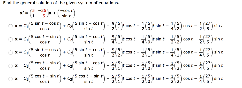 Solved Find the general solution of the given system of | Chegg.com