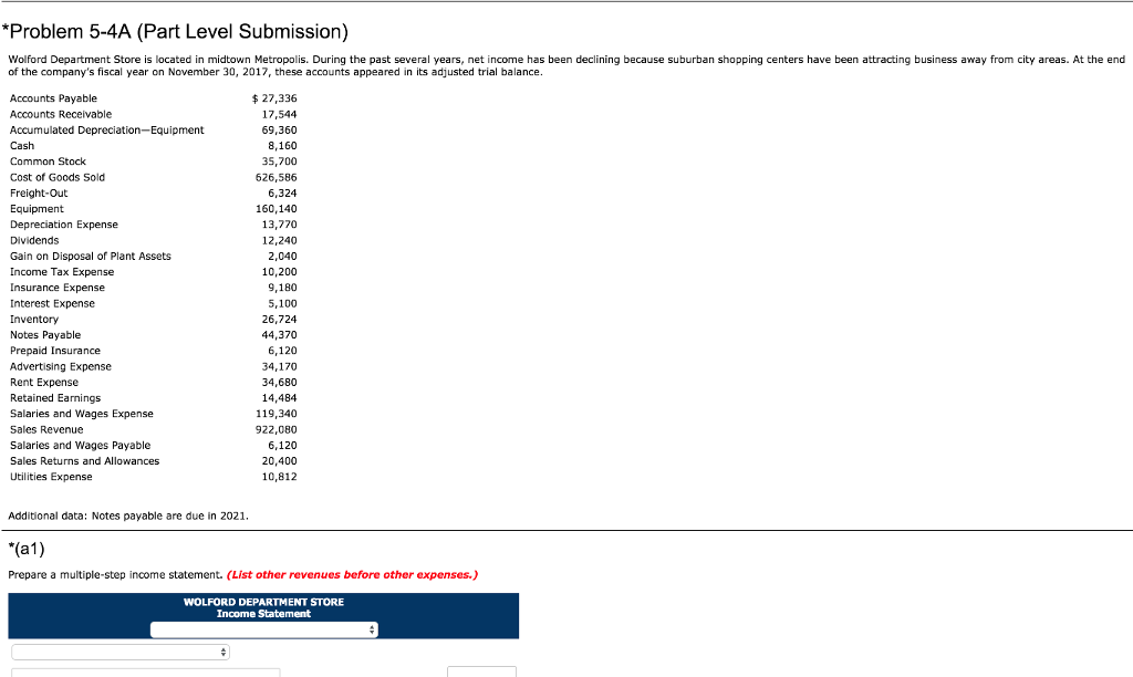 Solved Problem 5 4A Part Level Submission Wolford Chegg