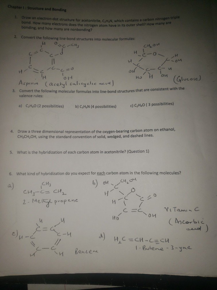 Electr Solved: Draw Structure An ... Bonding Chapter 1. And I: