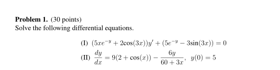 Solved Problem 1. (30 points) Solve the following | Chegg.com