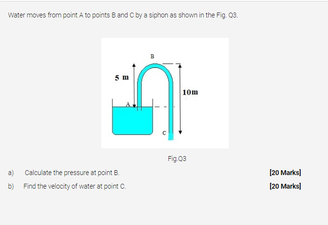 Solved Water moves from point A to points B and C by a | Chegg.com
