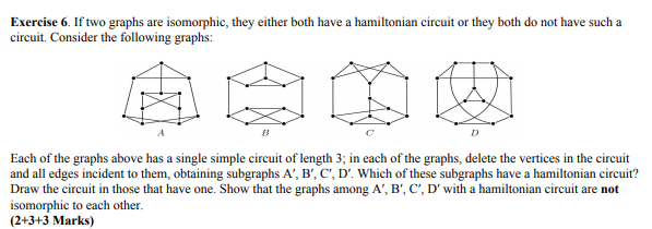 Solved Exercise 6. If two graphs are isomorphic, they either | Chegg.com