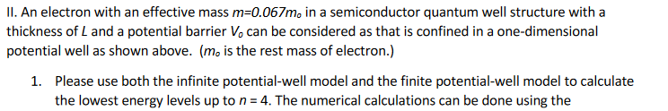 Solved II. An electron with an effective mass m=0.067m, in a | Chegg.com