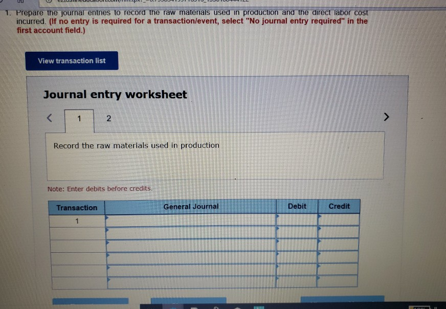 Solved 1. Prepare the journal entries to record the raw