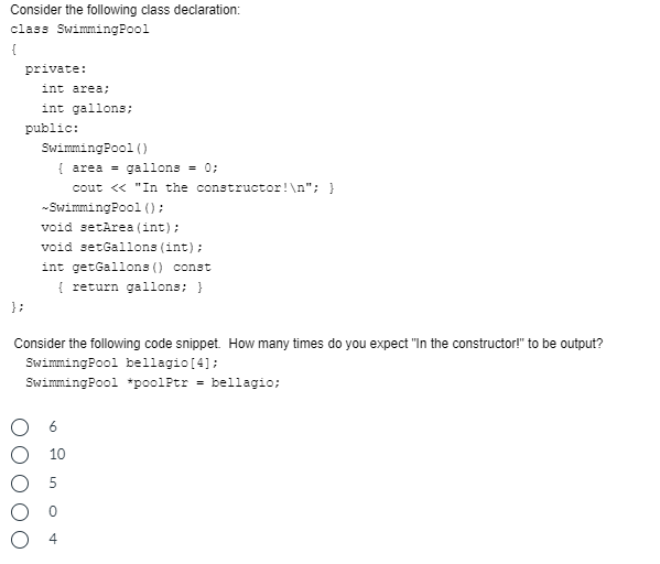 Solved Consider the following class declaration: class | Chegg.com