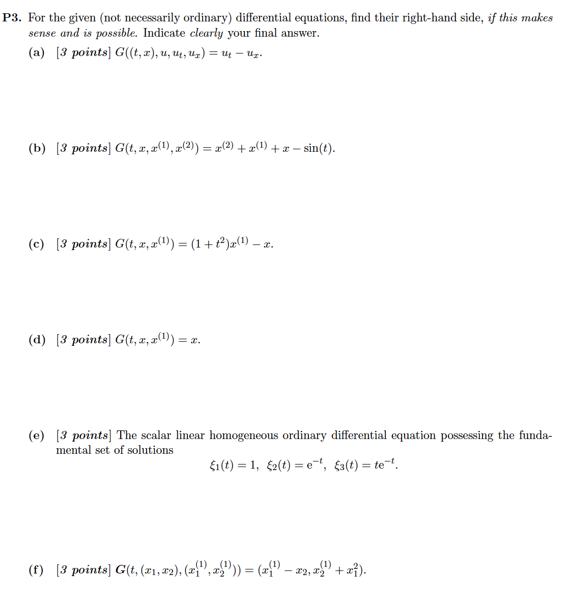 Solved 3. For the given (not necessarily ordinary) | Chegg.com