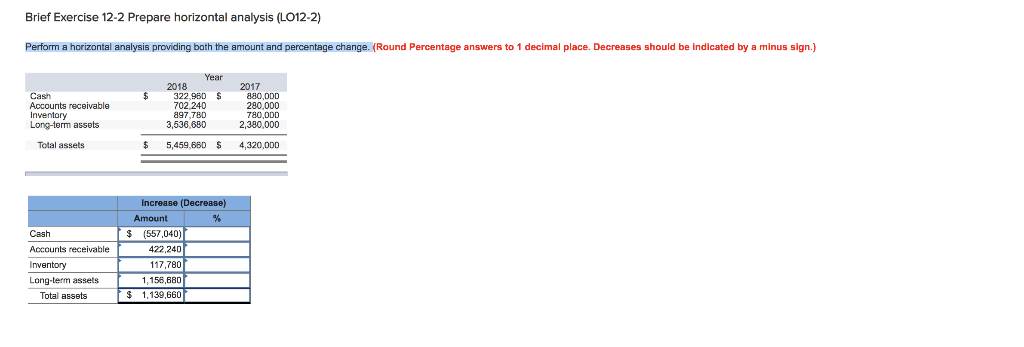 Solved Brief Exercise 12 2 Prepare Horizontal Analysis