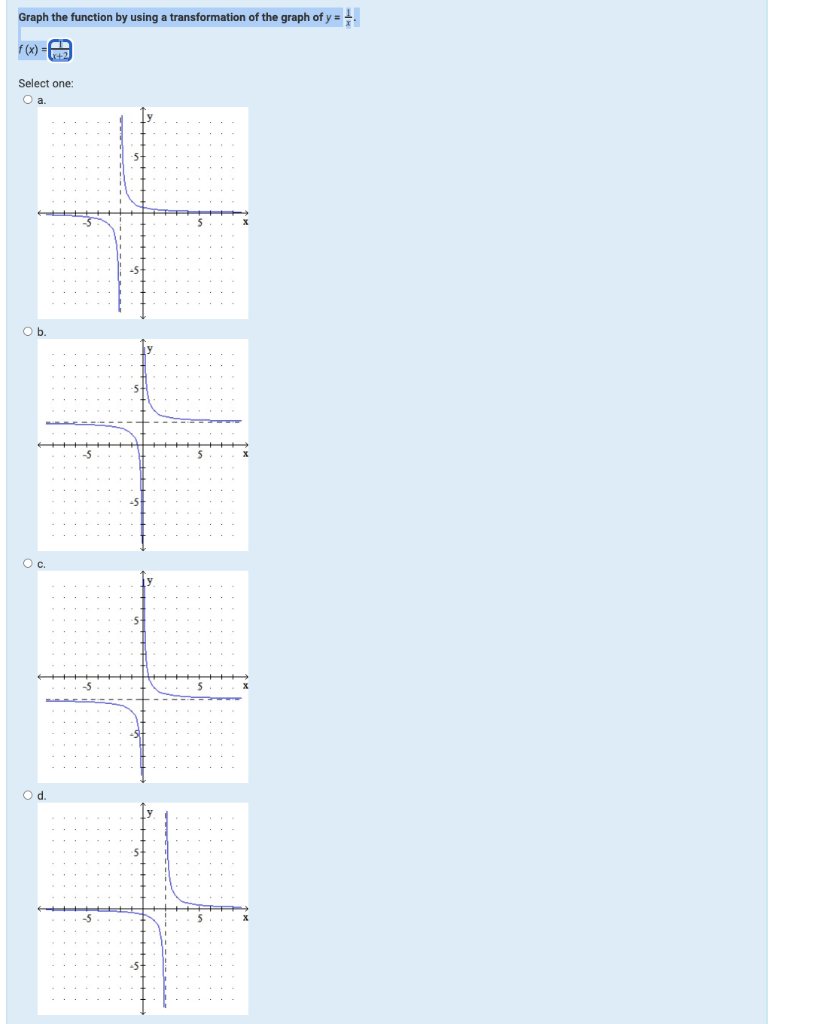 Solved Graph the function by using a transformation of the | Chegg.com