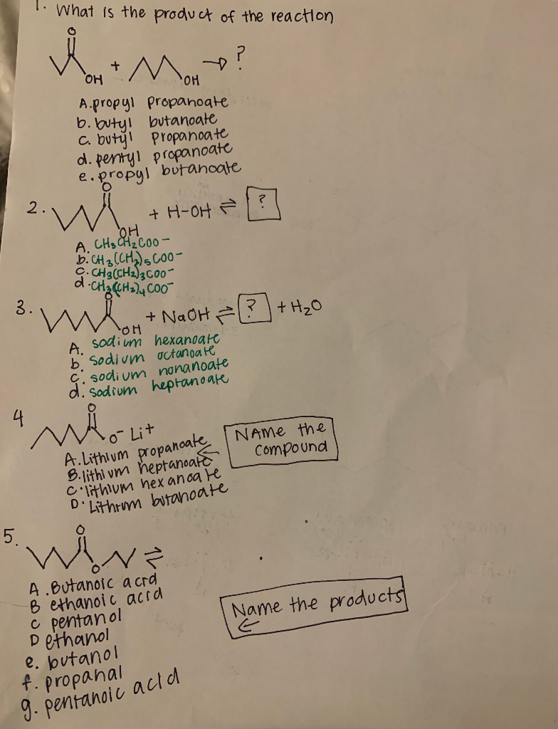 Solved 1 What Is The Product Of The Reaction A Oh Mon Chegg Com