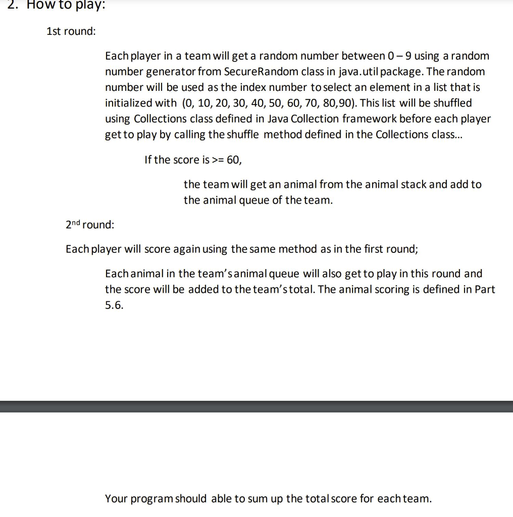 n this assignment, you will create a game using Java | Chegg.com