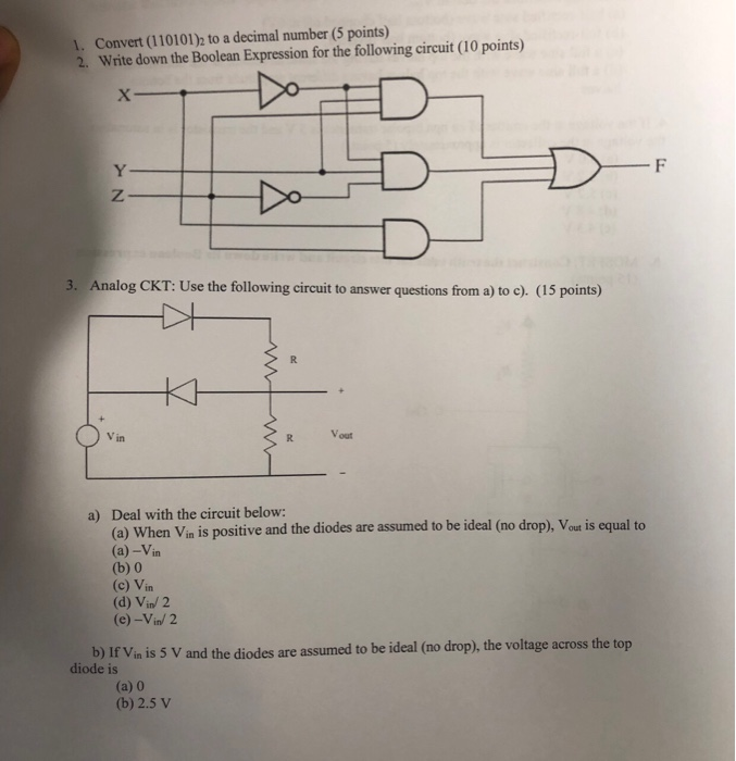 Solved 1. Convert (110101)2 to a decimal number (5 points) | Chegg.com