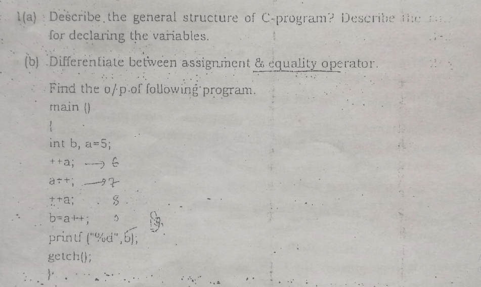 Solved 1a Describe The General Structure Of C Program 2933