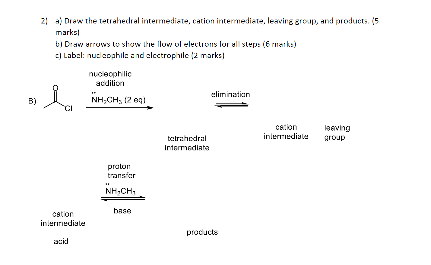 Solved 2) a) Draw the tetrahedral intermediate, cation | Chegg.com ...