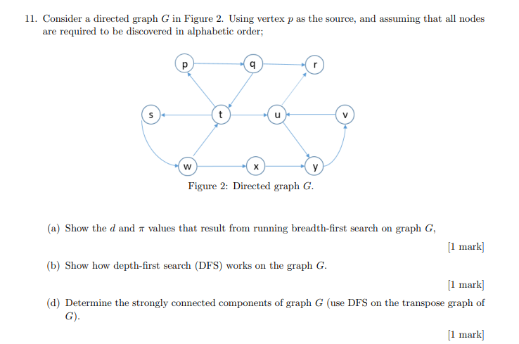 11. Consider a directed graph G in Figure 2. Using | Chegg.com