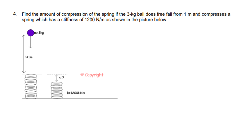 Solved 4. Find the amount of compression of the spring if | Chegg.com