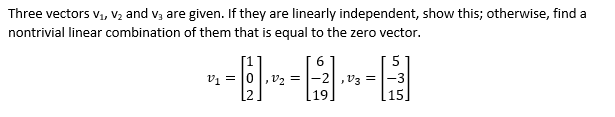 Solved Three vectors V1, V2 and Va are given. If they are | Chegg.com