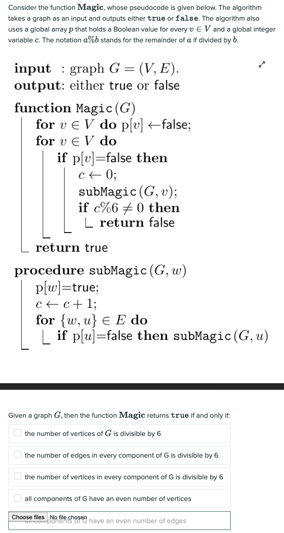 Solved Consider the function Magic, whose pseudocode is | Chegg.com