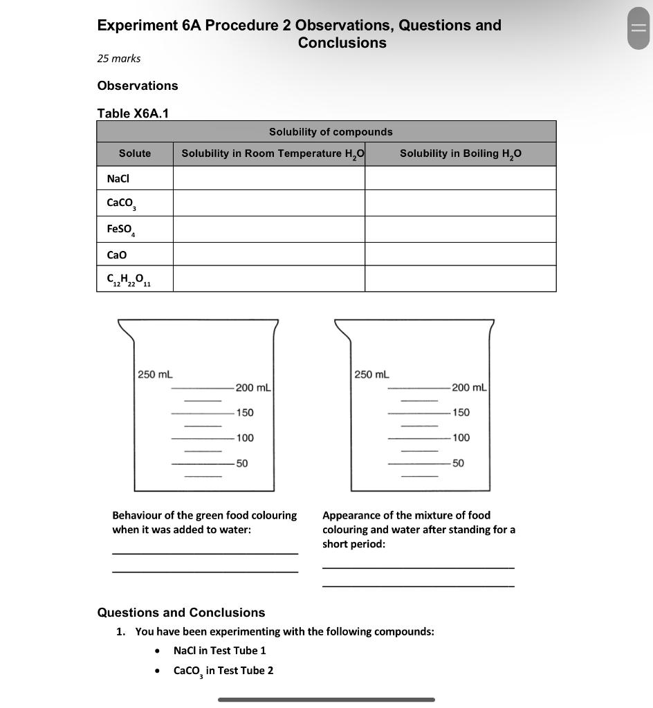 Solved Experiment 6 A Procedure 2 Observations, Questions | Chegg.com