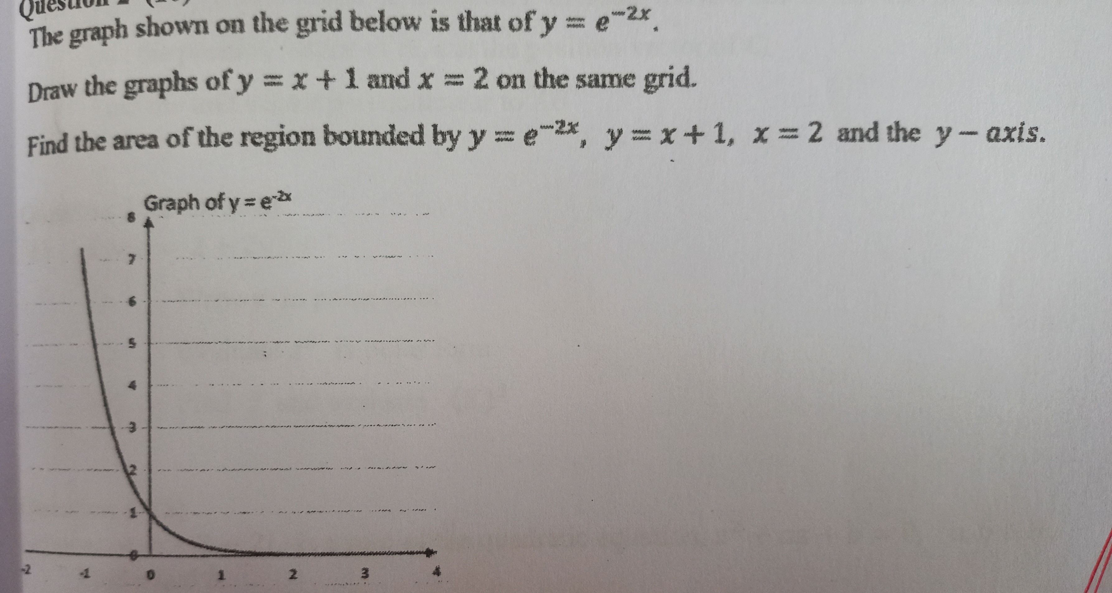 Solved The Graph Shown On The Grid Below Is That Of Y e 2x Chegg