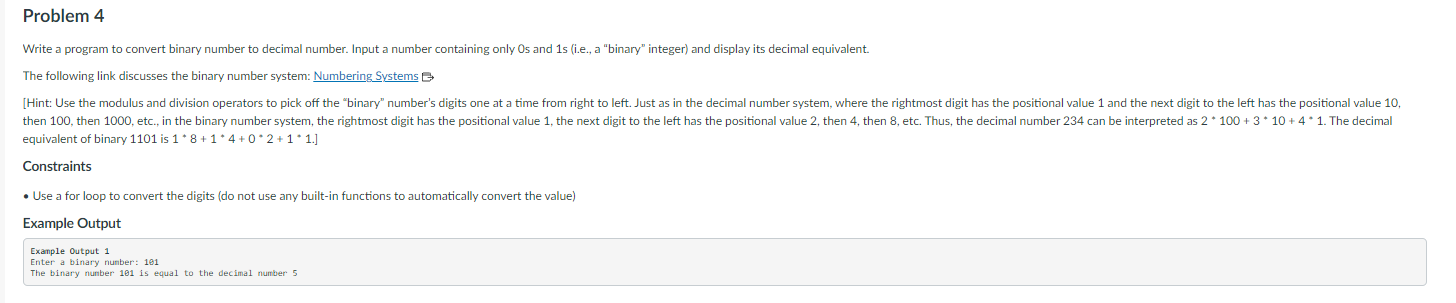 Solved Problem 1 Create a program that walks the user | Chegg.com