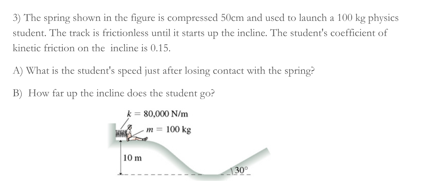 Solved 3) The spring shown in the figure is compressed 50 cm