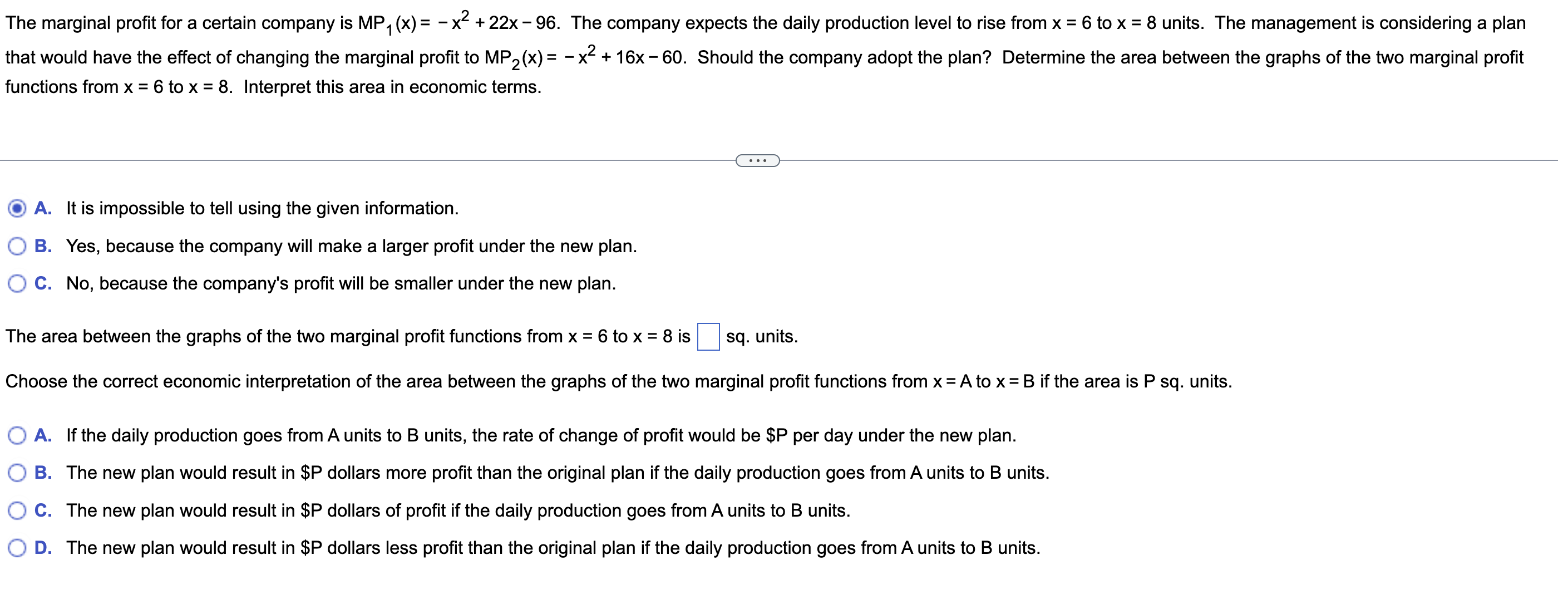 Solved The marginal profit for a certain company is | Chegg.com