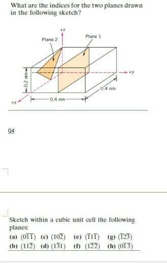 (Solved) : Indices Two Planes Drawn Following Sketch Plane 1 Plane 2 04