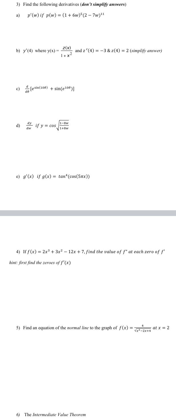 Solved la) State the limit definition of the derivative The | Chegg.com