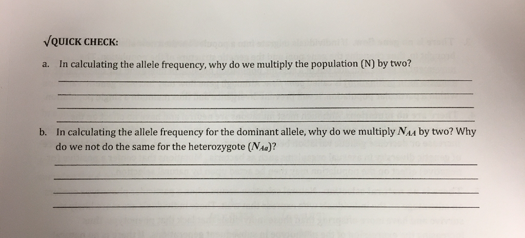 Solved Quick Check A In Calculating The Allele Frequency Chegg Com<script async src=