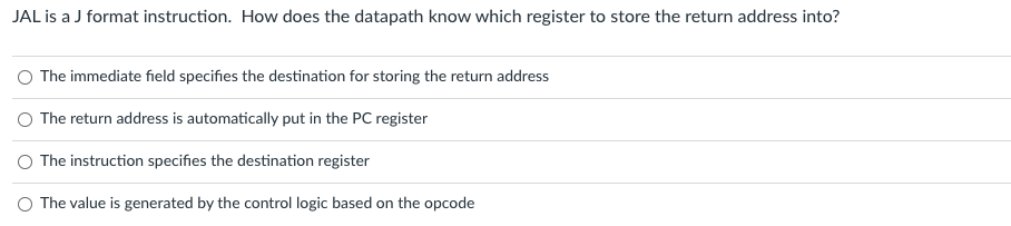 Solved JAL is a J format instruction. How does the datapath | Chegg.com