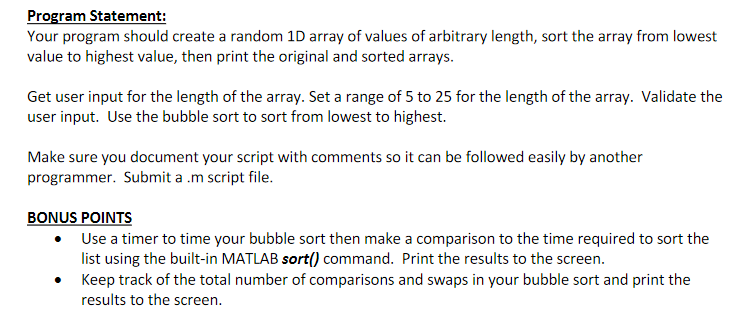 Solved Program Statement: Your program should create a | Chegg.com