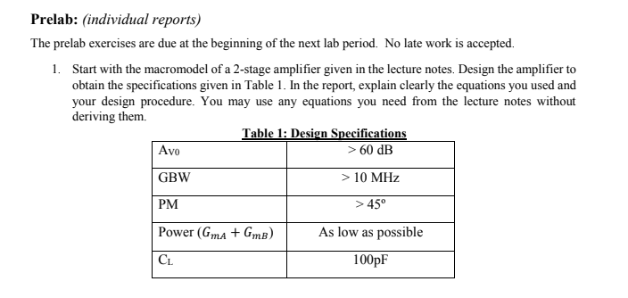 Solved Prelab: (individual reports) The prelab exercises are | Chegg.com