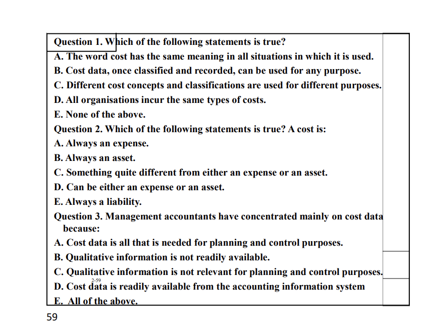 Solved Question 1 Which Of The Following Statements Is Chegg