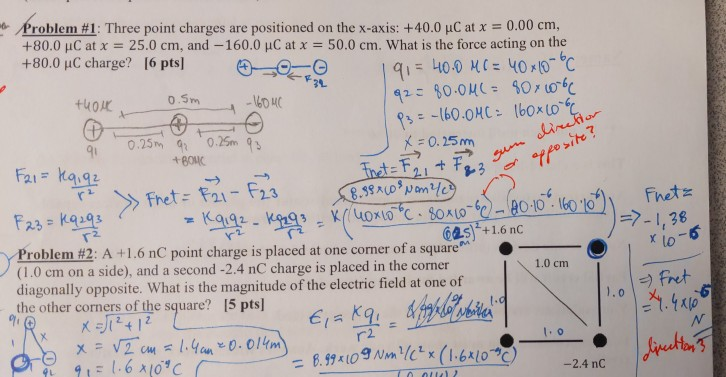 Solved Problem #1: Three point charges are positioned on the | Chegg.com