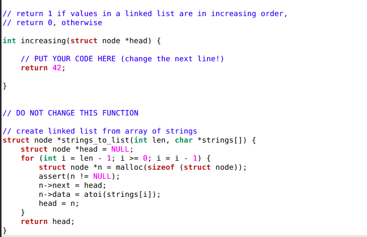 Solved Exercise: Check whether a Linked List is in | Chegg.com