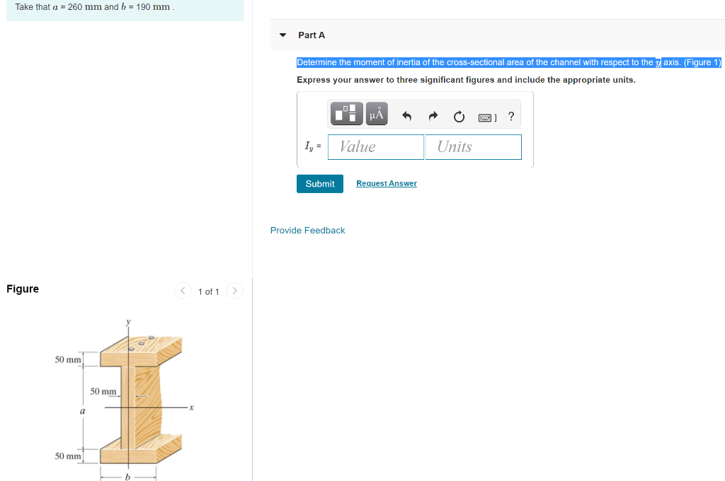 Solved Take That A = 260 Mm And B = 190 Mm Part A Determine | Chegg.com