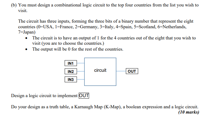 Solved (b) You must design a combinational logic circuit to | Chegg.com
