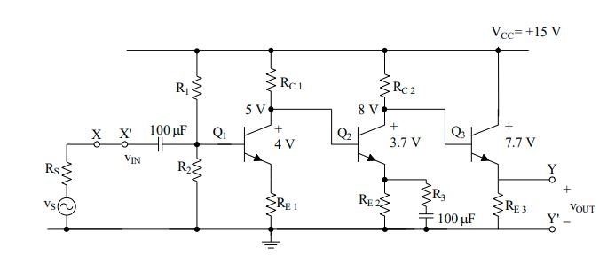 Determine the resistance values, Rs, R1, R2, R3, Rc1, | Chegg.com