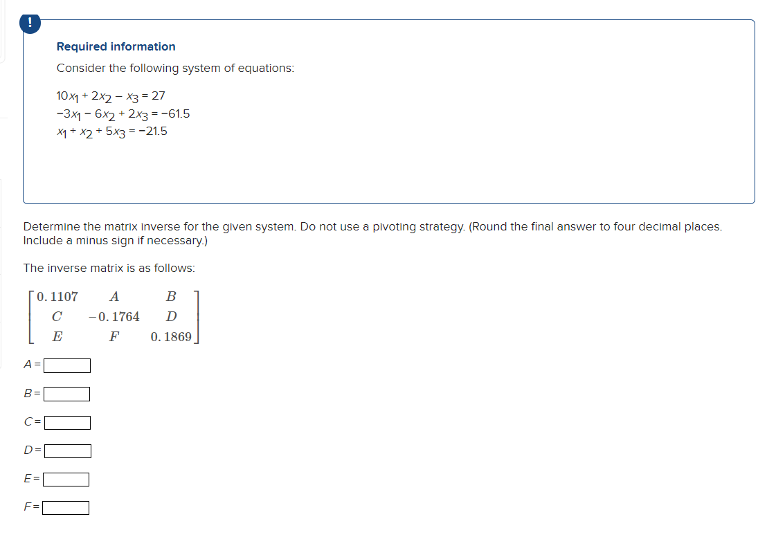 Solved Required information Consider the following system of | Chegg.com