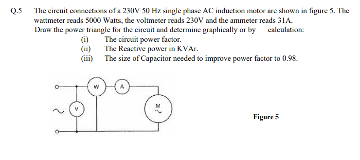 Solved Q.5 The circuit connections of a 230V 50 Hz single | Chegg.com